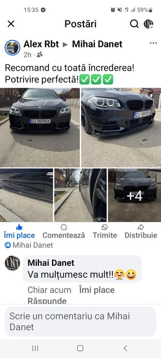 Lip prelungire set lip praguri splitere bara spate look m3 m4 pentru bmw f30 f31 f10 f11
