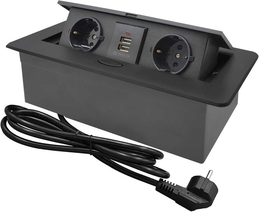 Вграден прибиращ се контакт CHENGPI – 2x220V + 2xUSB