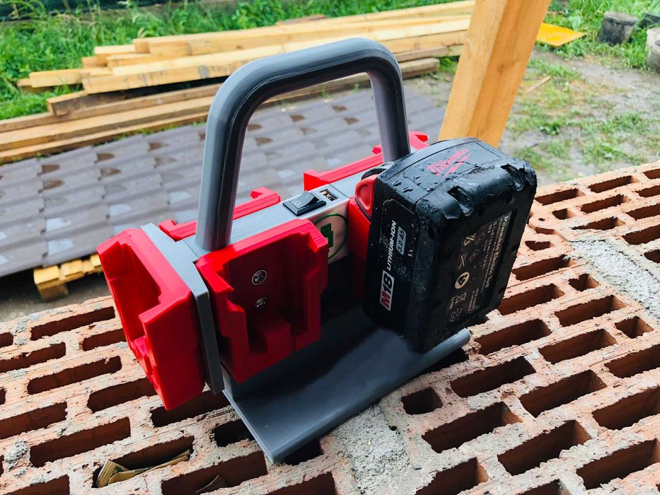 Suport organizare 6x Acumulatori Milwaukee M18 18V incarcator telefon