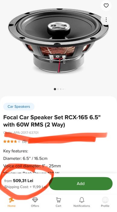 Doua seturi de Boxe FOCAL AUDITOR RCX-165