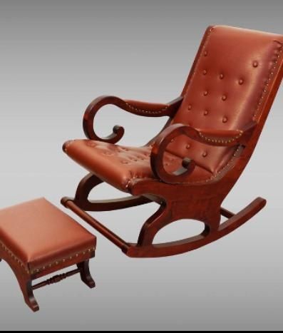 Люлеещ се стол .Материал елша и еко кожа.