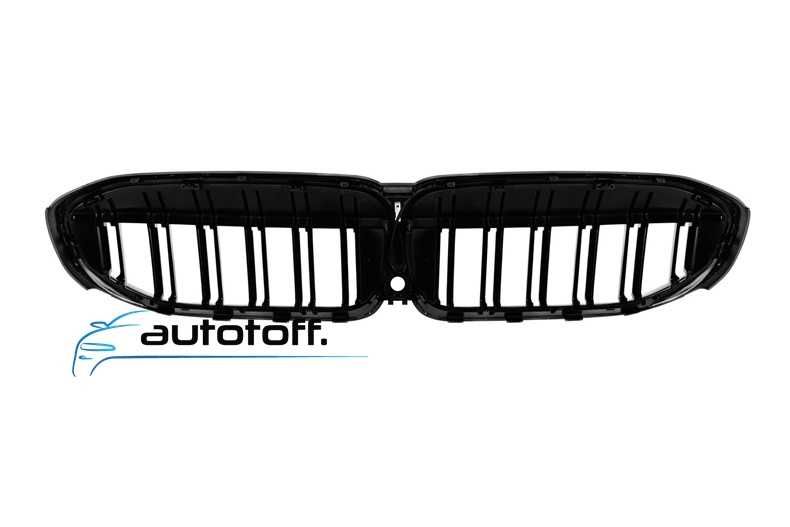 Grila dubla iluminata compatibila cu BMW Seria 3 G20 G21 (19-22) Negru lucios cu LED