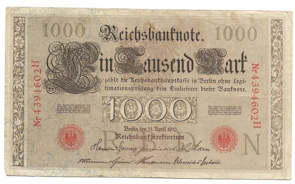 Super bancnota bancnote vechi Germania primul razboi mondial si perioada interbelica
