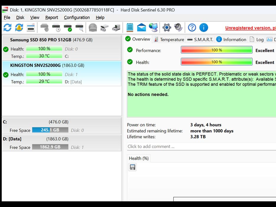 SSD Kingston NV2 2TB PCIe 4.0 NVMe M.2 – ORIGINAL 100% sănătate 100%