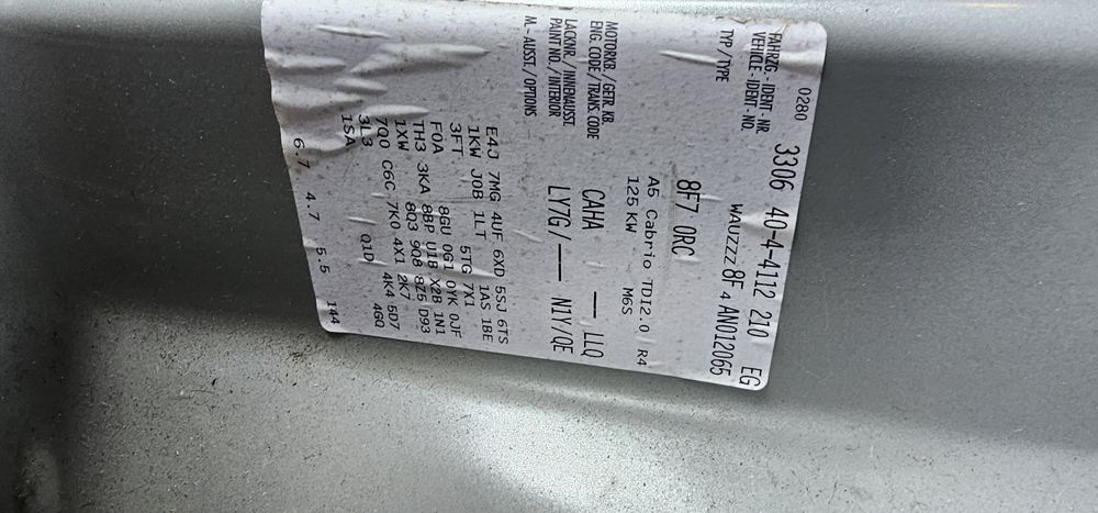 Dezmembrari/Dezmembrez Audi A5 S-line Cabrio 2.0 TDI