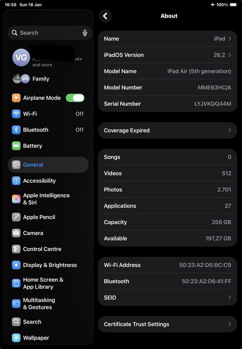 Ipad air 5, 256gb, GARANTIE, 92% baterie, ca nou