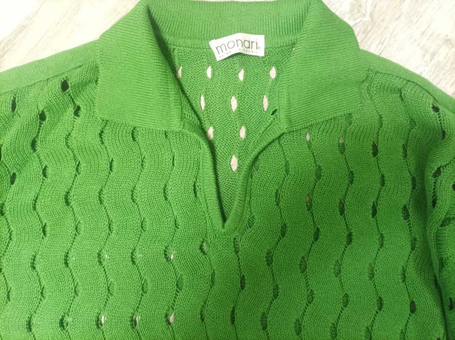 Зелен ажурен дамски пуловер