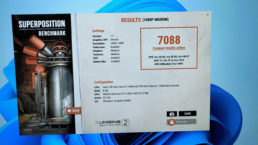 laptop 17.3" msi katana gf76 11sc i5 11400h gtx 1650 8gb ram ssd 256gb