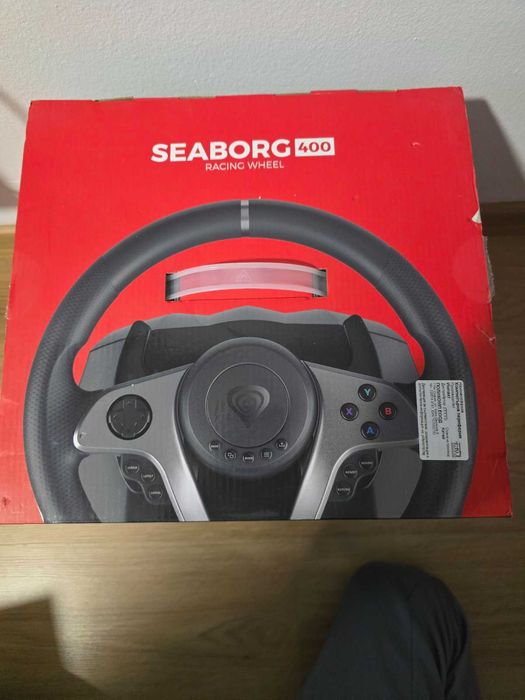Геймърски волан с педали Genesis Seaborg 400 - чисто нов, PC/PS4/Xbox/Switch