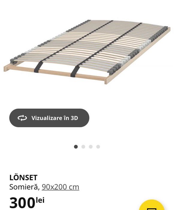 Cadru pat Slakt Ikea 90x200 cm cu depozitare+somiera+saltea+topper
