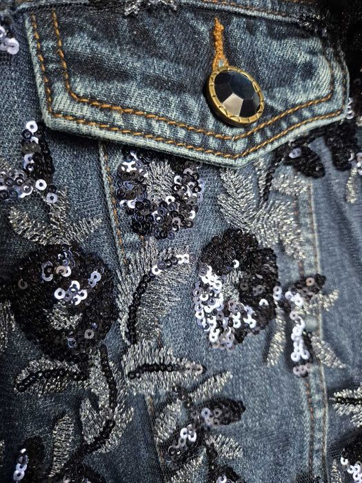 Geaca Desigual blugi cu paiete