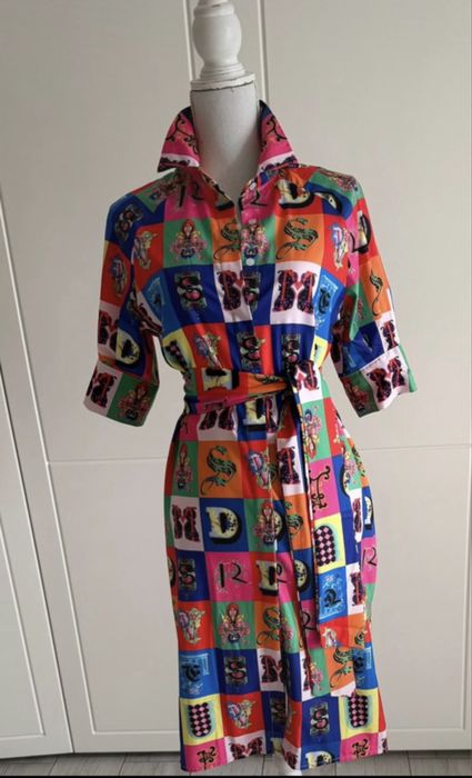 Rochie-camasa multicolor  cu nasturi si cordon, marimea S.