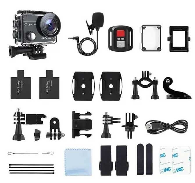 Екшън камера Crosstour CT8500 4K 20MP с аксесоари