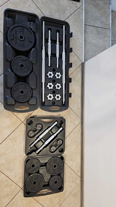 Home gym complet Decathlon Domyos - Half Rack 500, 199 kg discuri, bare, gantere, suport depozitare
