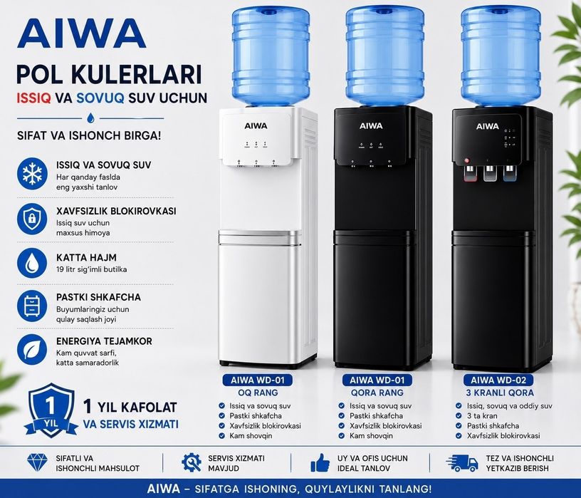 AIWA Kuler +5 Model — Issiq va Sovuq Suv | Shkafli