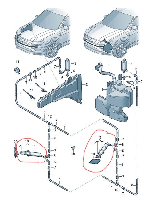 Омыватели фар Skoda Kodiaq (Кодиак, Кодияк, Кадиак, Кадияк)