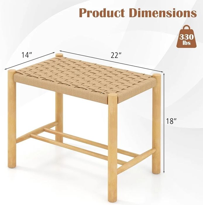 2 бр. Кухненски трапезарен комплект 18" с плетена седалка от хартиено