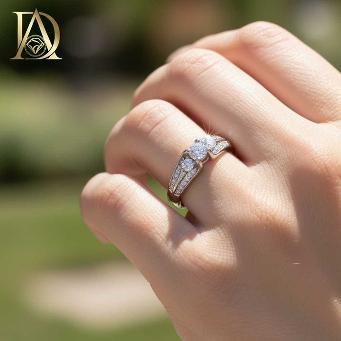 Нов Златен Пръстен с 0.96кт Естествени Диаманти