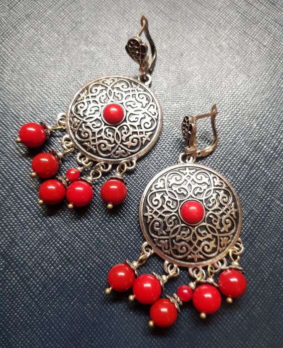 Серьги в национальном стиле, серебро