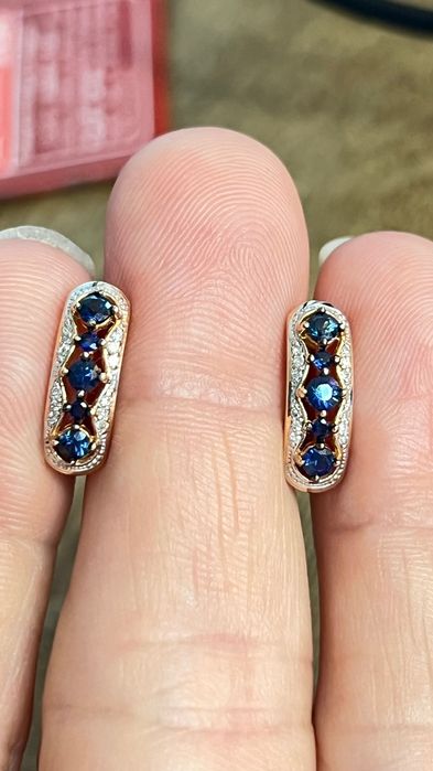Cercei din aur 585 cu safire și diamante