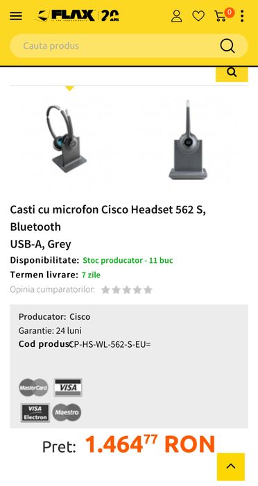 Cisco Wireless Dual Headset CP-HS-WL-562-S-EU Nou!