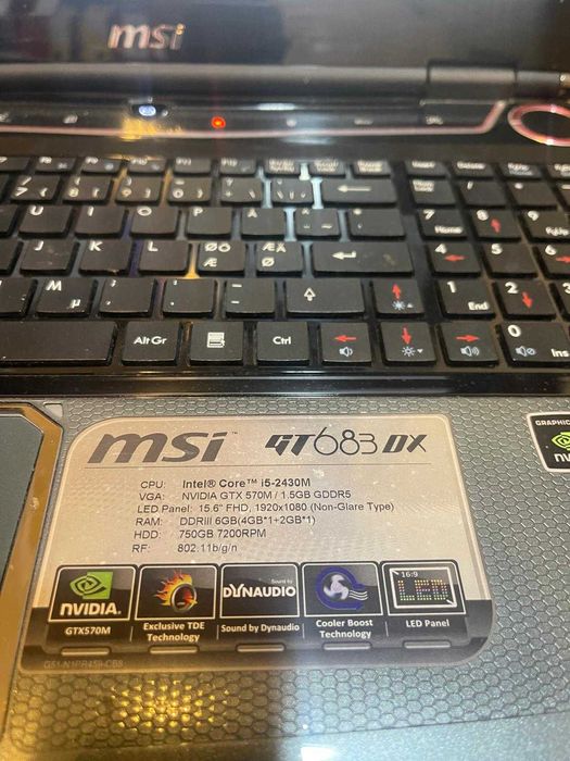 Laptop Gaming MSI GT683DX – i5, GTX 570M, 6GB RAM, Full HD