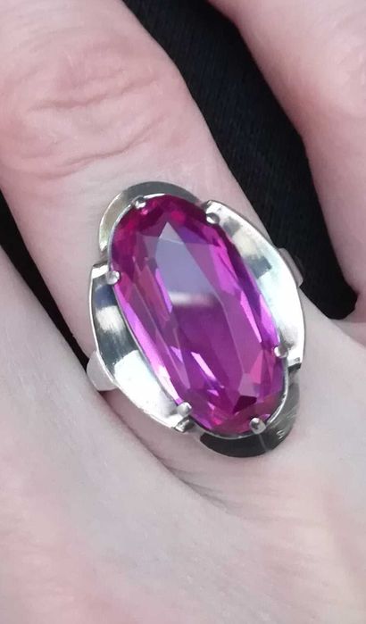 Перстень серебро с крупным аметистом 875 проба СССР