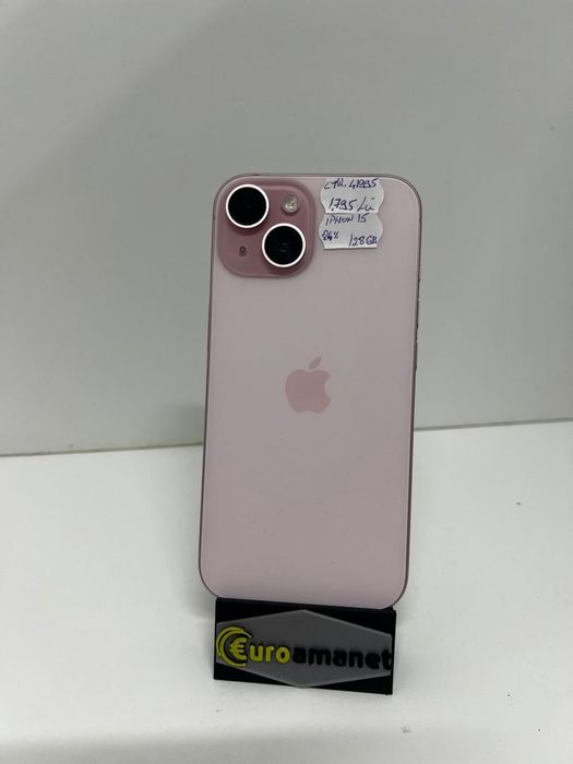 Telefon Apple iPhone 15, 128GB, 5G, Pink -I-