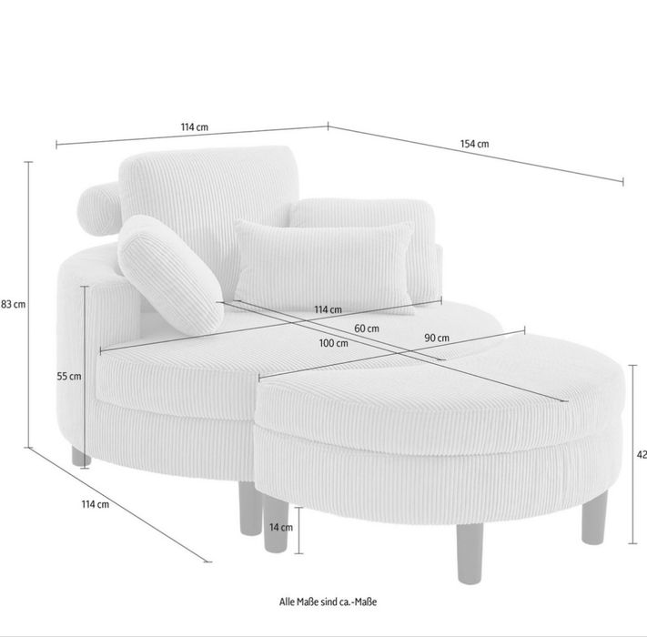 Fotoliu tip lounge cu ottoman, design modern | IMPORT GERMANIA