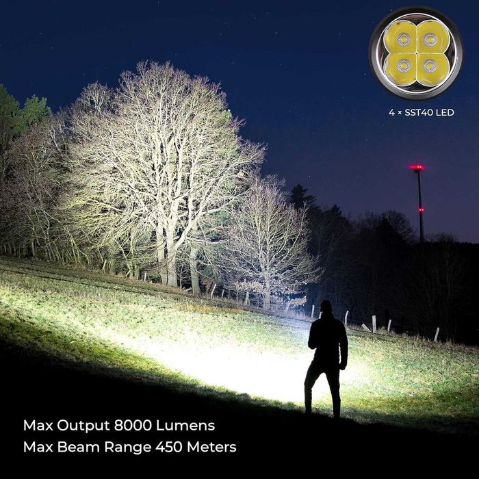 Sofirn SP36 Pro Rechargeable LED Flashlight 8000 Lumen IPX8 Waterproof