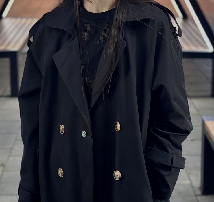 Тренч длинный черный