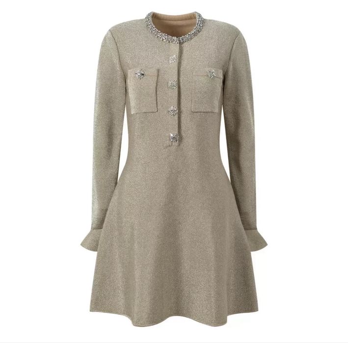 Дамска Официална Рокля Бежов Цвят