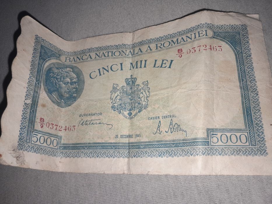 Bacnotă 5000 lei 20 decembrie 1845