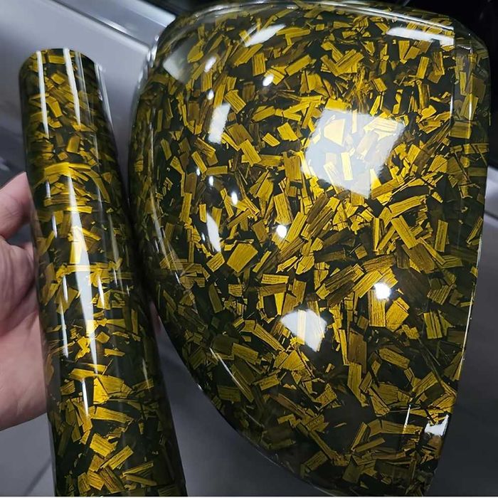 Висококачествено фолио Кован Carbon Gold за автомобил - 152х100см