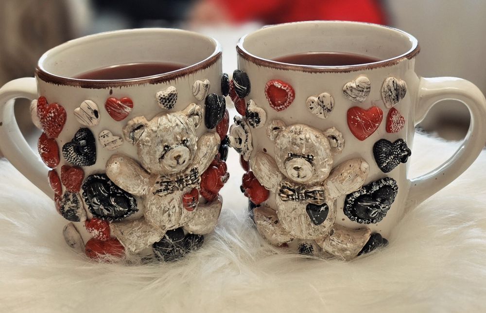 Două căni fimo cadou Dragobete