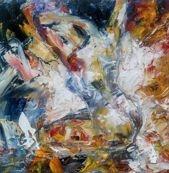 Абстрактни ръчно рисувани картини с маслени бои върху платно