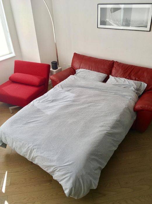 Canapea extensibilă piele naturala Ikea Vreta 3 locuri