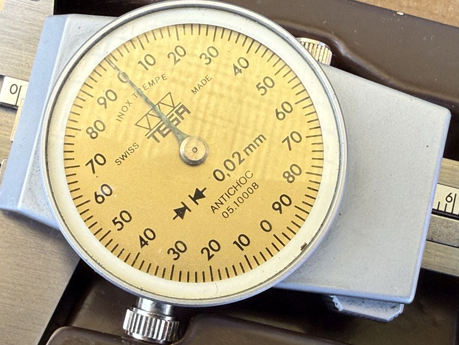 Șubler cu ceas elvețian TESA CCMA-M 0.02mm (Antichoc, Swiss Made) + Cutie