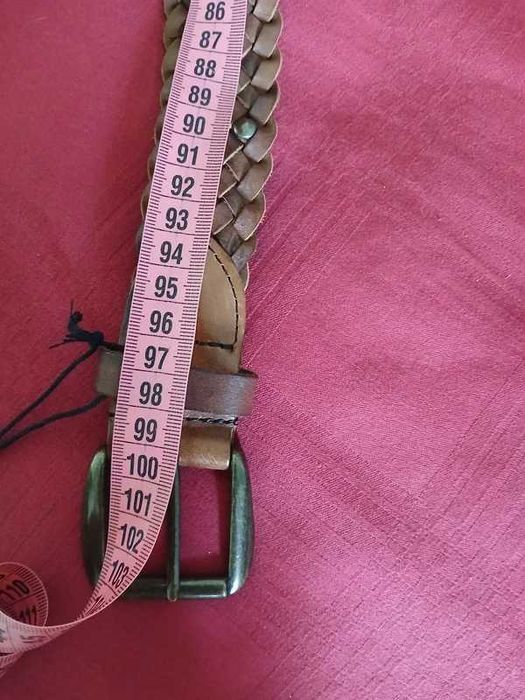 curea piele impletita Stefanel, cu decoratiuni metalice, marime universala