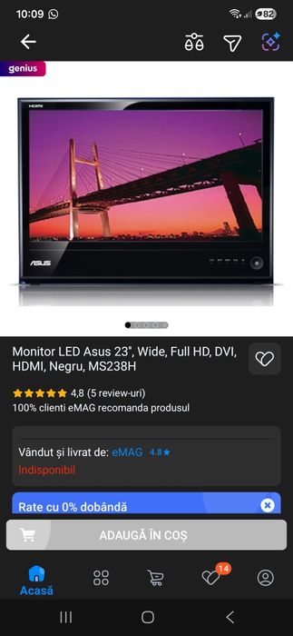 Monitor asus MS238H
