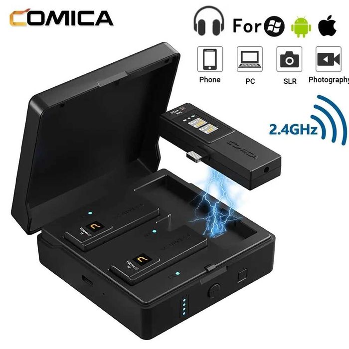 Microfon dual tip lavaliera USB C,CoMica VD life 10,2,4G,negru,sigilat