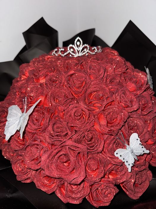 Buchet de trandafiri 101 cu sclipici