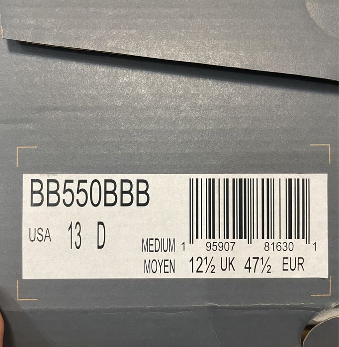 New balance 550 Triple Black номер 47,5