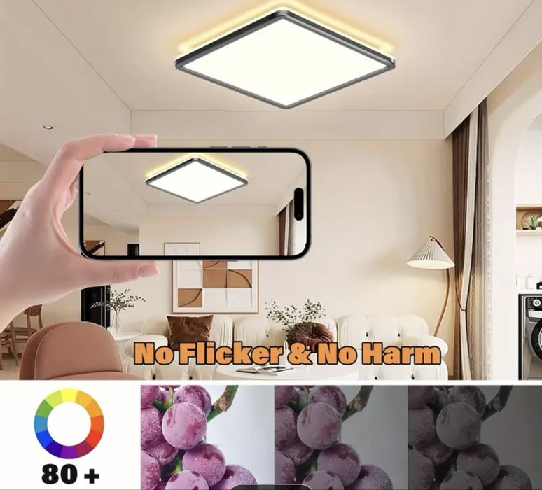 Ултратънка Плафониера С Дистанционно Управление 24W 3200LM LED