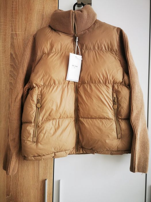 Дамско капитонирано яке с плетени ръкави