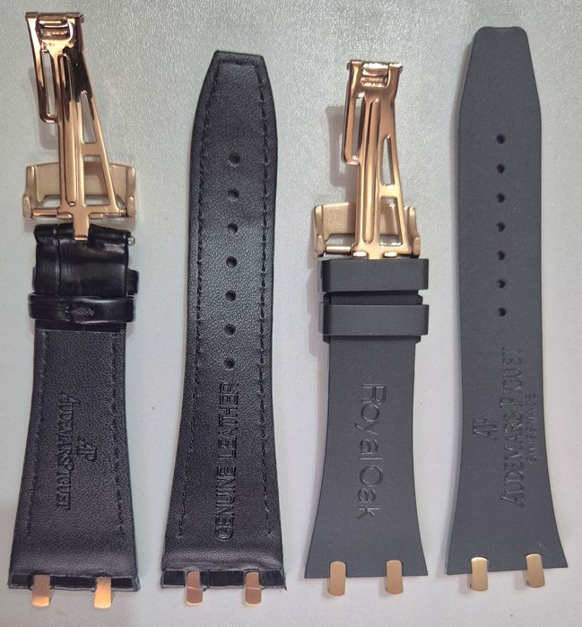 curea ceas Audemars Piguet premium neagra din piele si silicon complet