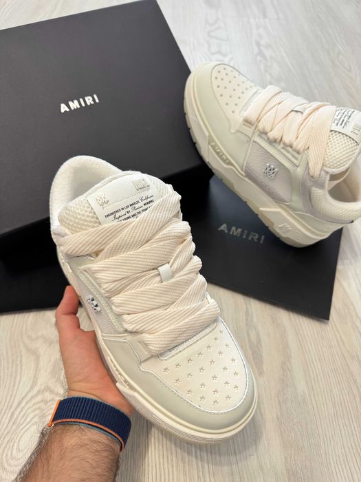 Adidasi Amiri MA-1 Lace-Up Sneakers - White Premium din Piele - NOI