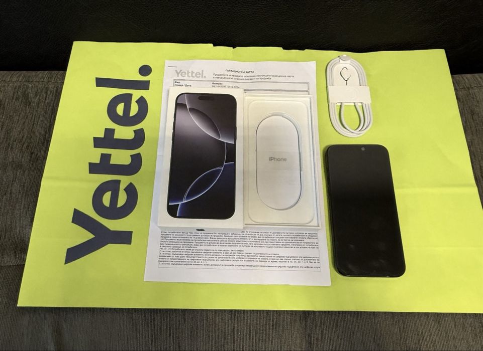 ^^^КАТО НОВ 1TB iPhone 16 Pro Max Yettel Гаранция 2027 г. Black