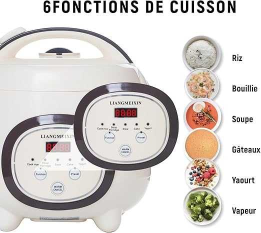 Aparat de gătit orez de 1,0 l cu abur, 6 funcții de gătit