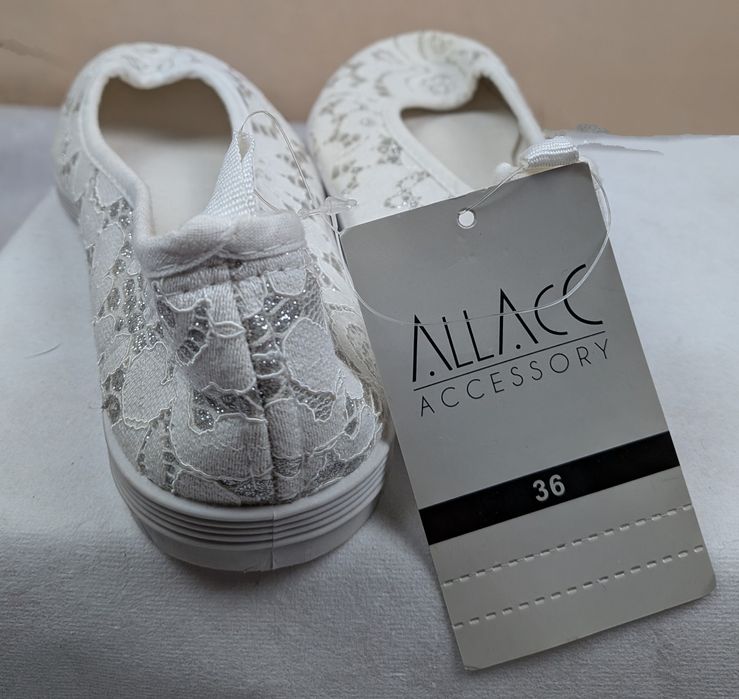 Balerini Damă ALLACC Albi cu Argintiu Model Abstract Noi cu Etichetă S
